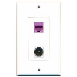 RiteAV 1 Port Toslink 1 Port Cat6 Ethernet Purple Wall Plate OVERSIZED Jumbo MIDI