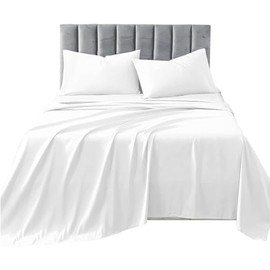 R&Z Egyptian 100% Cotton 200 Thread Count Flat Bed Sheet (White, Single)