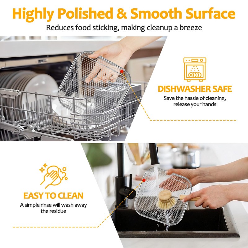 TeamFar Square Air Fryer Rack, 7.72" Stainless Steel Stackable Air