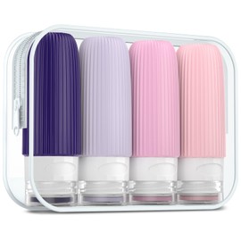 Mrsdry Travel Bottles for Toiletries, Tsa Approved 2oz Travel Bottles, BPA Free Leak Proof Travel Size Toiletry Containers, Refillable Travel Accessories with Toiletry Bag for Shampoo Liquid (4 Pack)