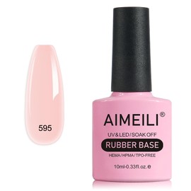 AIMEILI Pink Series Rubber Base Gel, Nude Pink Semi-Permanent Nail Polish, Elastic Base Rubber Gel UV/LED Soak Off Gel Nail Polish - Nice Thick and Self-Leveling - (595) 10ml