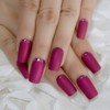 Slim Gorgeous Fake Nails Matte Rose Red with Metallic Moo
