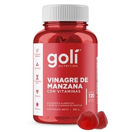 GOLI Gomitas de Vinagre de Sidra de Manzana  120 Gomitas Veganas Sin Azucar Con Vitaminas B9, B12 y Vinagre de Manzana  Sin OGM, Sin Gluten...        