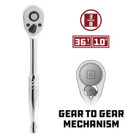 Powerbuilt 641520 3/8-Inch Drive 36 Gear-to-Gear Ratchet