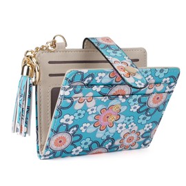 APHISON Women RFID Slim Bifold Wallet, Card Holder with Zipper Coin Purse, Ultra-Thin Compact Wallet with ID Window Minimalist Floral