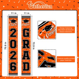 2026 Graduation Decorations,Congrats Grad Banner Backdrop for Class of 2026 Decorations- Orange Graduation Party Decorations