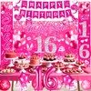 Sweet 16 Birthday Decorations for Girls Pink 16th Birthday Banner