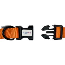 HugglePets Snappy Orange Small 20-30cm Dog Collar | Adjustable Weatherproof Collar with Accessory Ring | Woven Fabric Collar | Small Medium Large Dogs