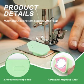 Magnetic Seam Guide for Sewing Machine, Multifunctional 2PCS Polygonal Hemmer Guide with Scale, Universal Sewing Accessory & Supplies for Magnet Making Machines