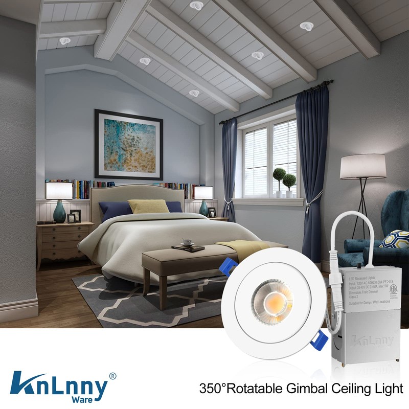 KnLnny Ware Gimbal Recessed Lighting 4 Inch 6 Pack, Ajustable