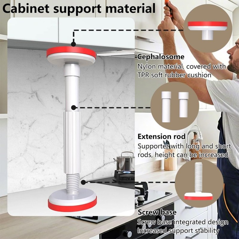 Adjustable Support Pole Small for Cabinets/Furniture - 440lb White Telescopic