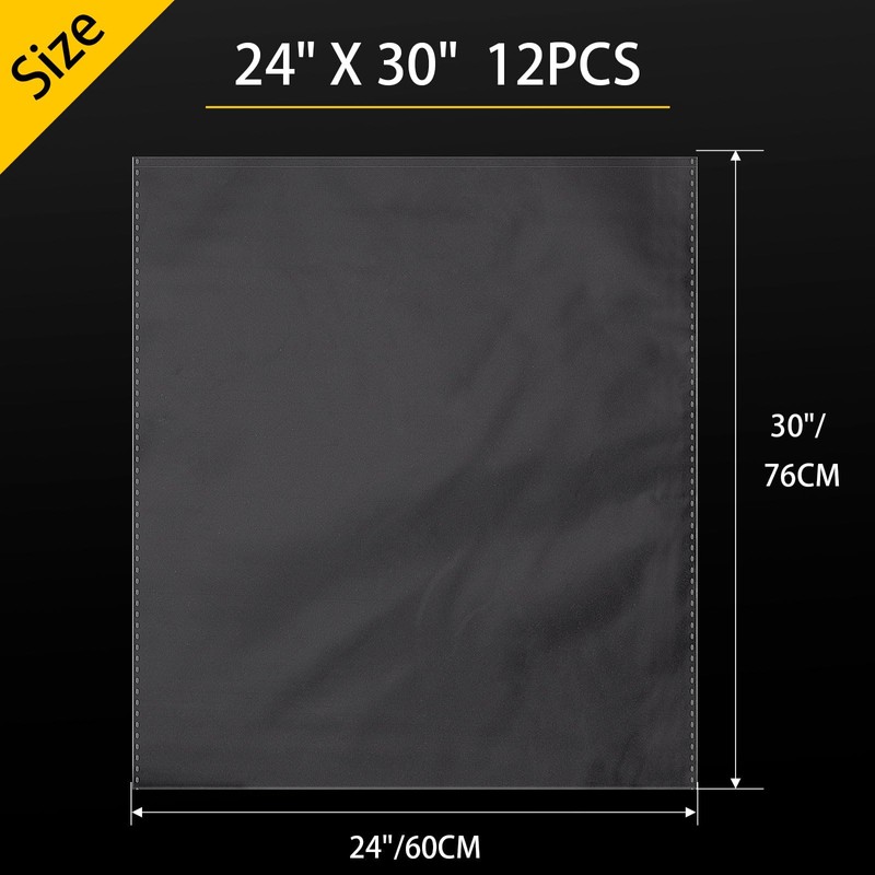 Petutu 12 Packs Large Cellophane Bags, 24"x30" Clear Basket Bags