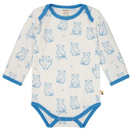 Long-Sleeved Organic Cotton Bodysuit with Print, GOTS Certified, azure