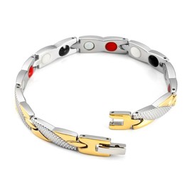 Jovivi Damen Magnetarmband Edelstahl Magnetische X-Form Armreif 4-in-1 Magnete Armband Schlangenmuster Design Silber-Gold