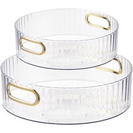 Pack of 2 Lazy Susan Turntable Kitchen Organiser, 360° Rotating Spice Holder, Multifunctional Spice Rack, Transparent Rotating Spice Holder for Kitchen, Pantry, Cupboard, Dresser