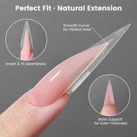 YOKEFELLOW Original Sandwich Dual Nail Forms - 15 Sizes 240Pcs Dual Forms for Builder Gel Quick Nails Extension, Poly Gel Nail Mold For Manicures at Home (IM222-Medium Stiletto)