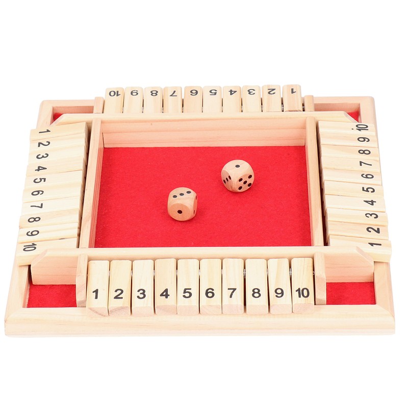 Wooden Number Board Dices Game Set Toy for 4 People