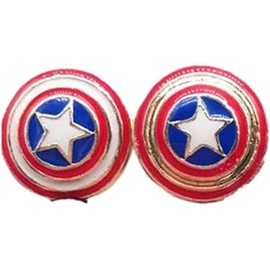Captain Superhero America Shield Metal Enamel Stud Earrings