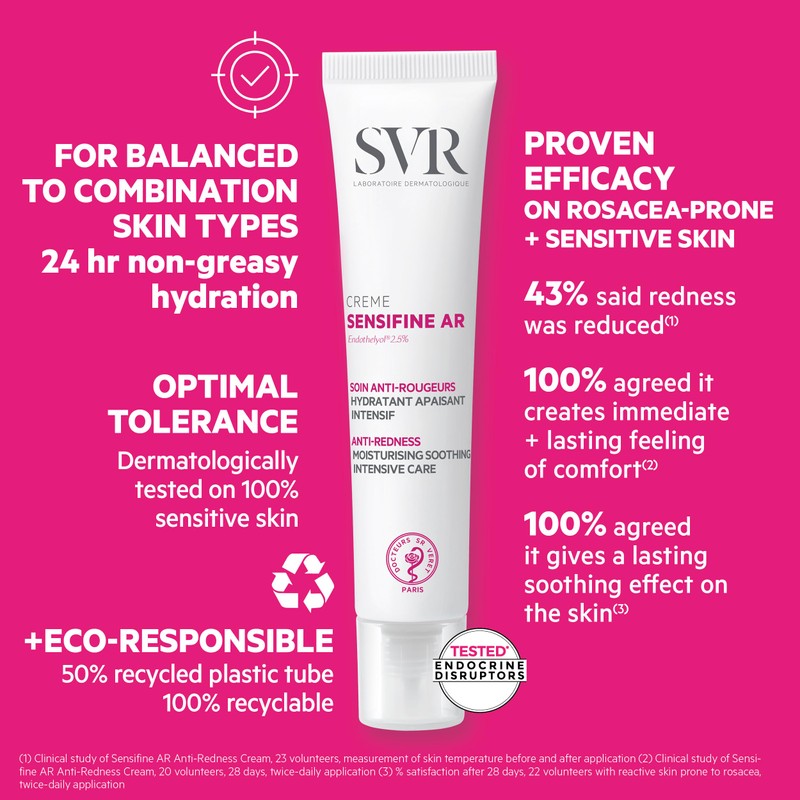 SVR SENSIFINE AR Cooling Hydrating Rosacea Cream for Face, Intensive