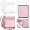 Hosuly 2 Pcs Satin Bassinet Sheet Baby Hair Soft Silk Feeling Sheet Baby Bassinet Sheets for Rectangle Cradle Bassinet Pad Mattress Boys and Girls Newborn and Infant (Pink, White)