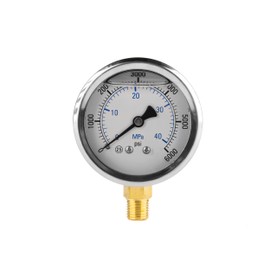 Pressure gauge for paint sprayers, connection from below 400 bar, 1/4 inch, 40 MPa