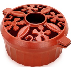 G GOOD GAIN Wood Stove Steamer - Cast Iron Round Bowl Fire Place Stove Humidifier Pot with Large Opening Top for Home Heating Decorative | Matte Finish & 2.7 Quart, OrangeRed