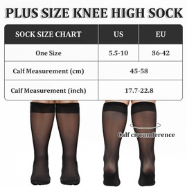 Tyqour 6 Pairs Women's Knee Socks 15 Denier Breathable Nylon Knee Socks for Women Large Sizes Transparent Nylon Stockings Fine Knee Stockings Breathable Comfort Waistband Black and Skin-Coloured