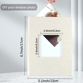Miaikoe Mini Photo Album 10 x 15, 2 Packs, 52 Pockets, Linen Small Album with Front Window, Book Holds 100 Vertical 4 x 6 inch Photos for Artwork or Postcards, Beige