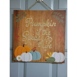 Greenbriar Decorative Autumn Fall Thanksgiving Pumpkin Spice Sentiments Signs 11x11 in.