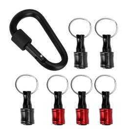 6 Pcs Drill Bit Holder Keychain Set 1/4" Hex Quick Release Extension for Impact Driver Screwdriver Industrial Carabiner Clip Rustproof Aluminum Alloy (Red&Black)