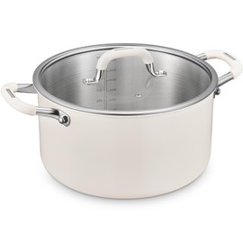 6 Quart Pot with Lid, BEZIA Tri-Ply Stainless Steel Stock Pots, Large Cooking Pots with Silicone Handle, Soup Pot for Induction Cooktop, Compatible with All Cooktops, Dishwasher Safe