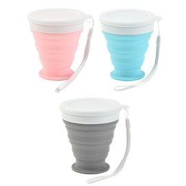 Taza de silicona vaso plegable de 3 piezas,200ml copa plegable segura y ligera con tapa, ideal para actividades al aire libre,Deporte,Senderismo,Oficina Y otras ocasiones son aplicables
