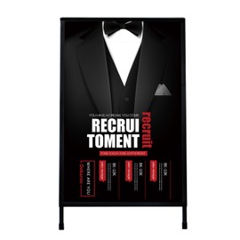 Outdoor A-Frame Sidewalk Sign 24x36 Inch Sandwich Board, Black Coated Steel Metal Double-Sided, Heavy Duty Slide-in Folding Frame Sign Holder, 2 Corrugated Plastic Poster Boards, Display Stand