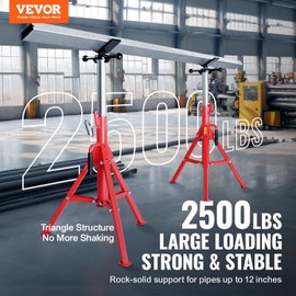 VEVOR Heavy-Duty Pipe Stand Adjustable Folding Pipe Jack Stand | Sturdy Construction 2500 lbs Load Capacity | Ideal for Welding, Automotive, and Construction Projects