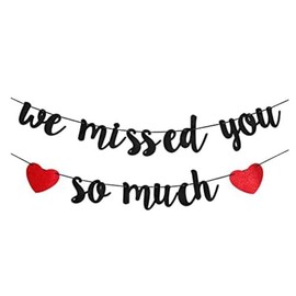 YQWIN Welcome Home Decorations We Missed You So Much Banner Welcome Home Banner Welcome Back Banner We Missed You Banner Welcome Home Sign Welcome Back Decorations for Welcome Back Family Sign Party Supplies, Black (black)