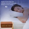 Wooden Digital Alarm Clock, Quiet LED Display, Adjustable Brightness/Sound Control,