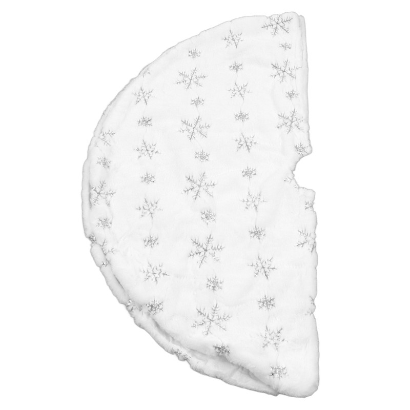 35.4in Christmas Tree Skirt Round Shape Soft Comfortable White Christmas