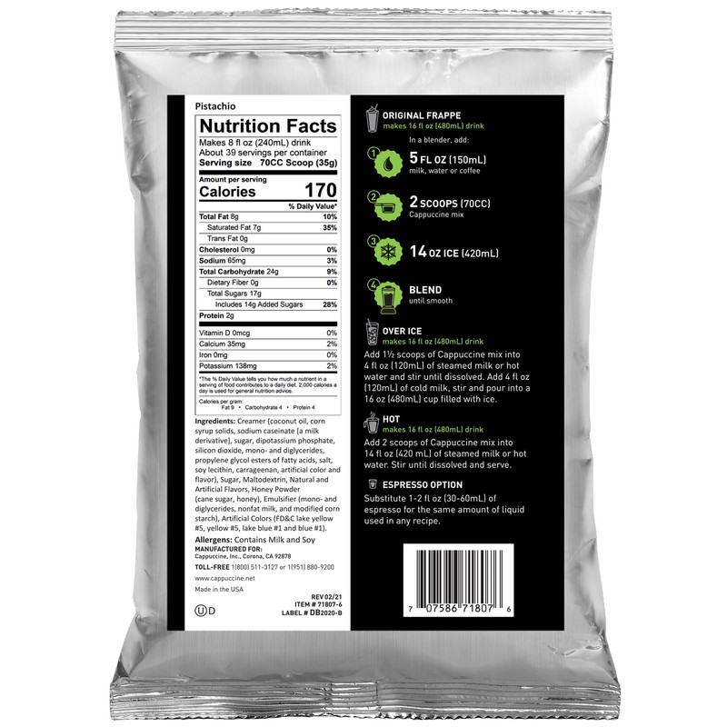 Cappuccine Pistachio Frappe Mix, 3 Pound (Pack of 1)