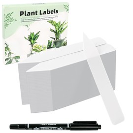 Plant Labels 4 Inch Plastic Plant Name Tags for Seedlings Garden Labels Markers Nursery Plant Tags Seed Labels Stakes with Permanet Marking Pen Plant Markers for Outdoor Garden (White200)