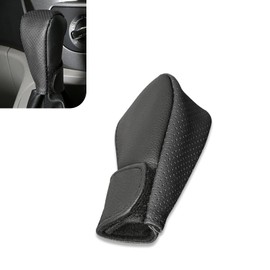 yorpyep Gear Shift Knob Cover, Leather Anti-Slip Scratch-Resistant Shift Knob Protector, Breathable Hoop and Loop Design Handbrake Cover with Velcro, for Most Manual Transmission Cars (Black)