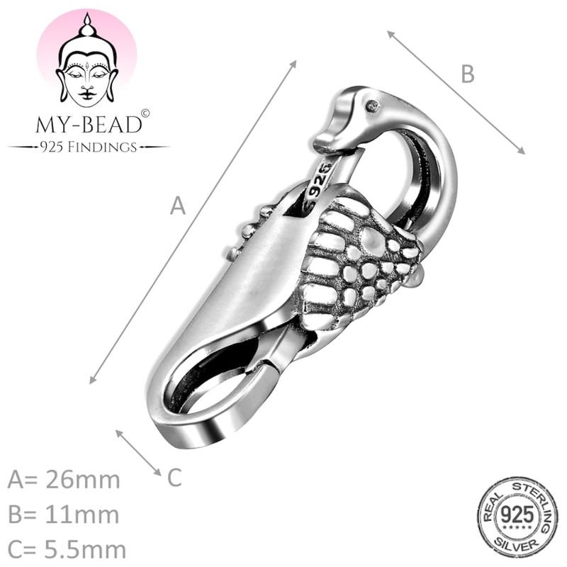 My-Bead Large Chain Clasp Swan 925 Sterling Silver XXL Double