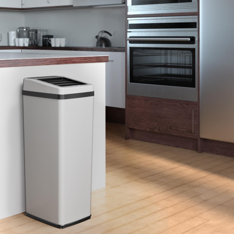 iTouchless 14 Gallon Slide Open Lid Kitchen Trash Can with,