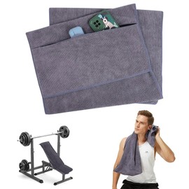 Mayoii Fitness Towel, Sports Towel, Gym, 120 x 50 cm, Non-Slip, Absorbent and Soft Gym Towel with Fixation and Zip Bag (1, Multi-Colour Grey)