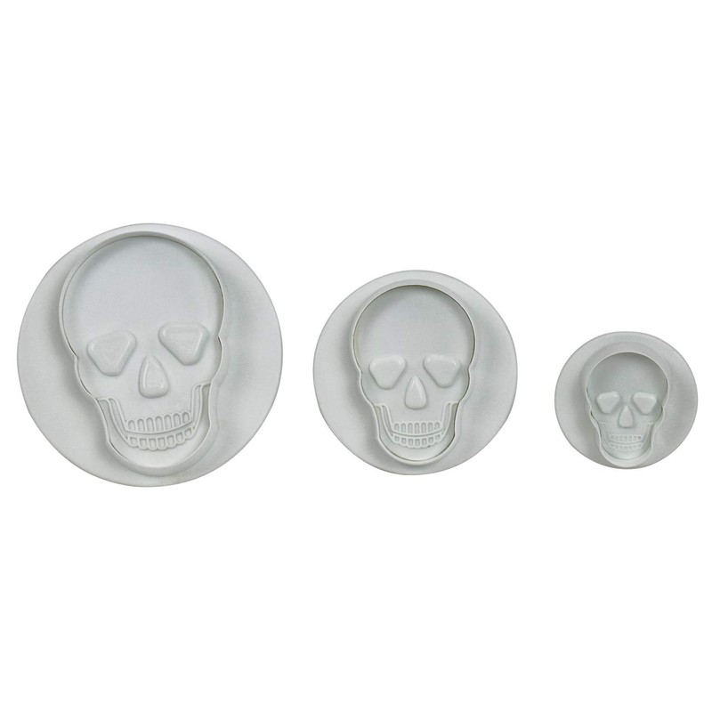 PME SKU202 Novelty Plunger Cutters-Skull Set of 3, AMS Plastic,White