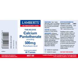 Lamberts Calcium Pantothenate 500mg - 60 Tabs