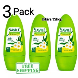 SAVILE 3 Pack Savile Desodorante Roll On Sabila Manzanilla Antiperspirant Aloe