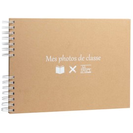 Exacompta - Ref 16029E - Spiral Class Photo Album - 50 Class Photos or 150 Photos 10 x 15 cm - 50 White Pages - Format 32 x 22 cm - Kraft Cover with White Marking