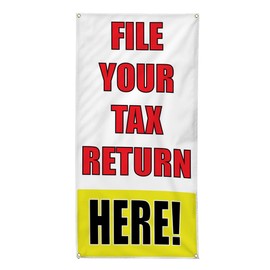 Vertical Vinyl Banner Multiple Sizes File Your Tax Return Here! Promotion Business Business Outdoor Weatherproof Industrial Yard Signs 4 Grommets 30x12Inches