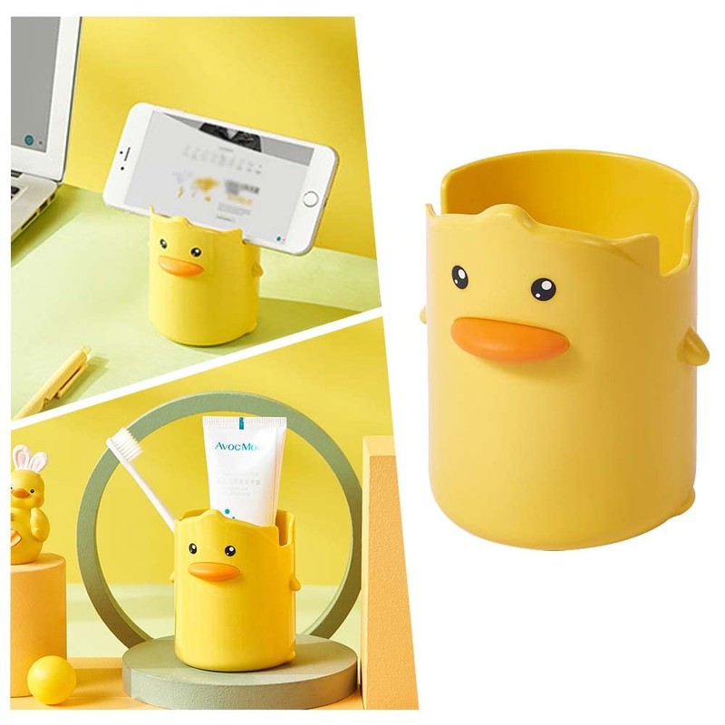 Pen Holder Cute Little Yellow Duck Pencil Holder Multifunction Pen