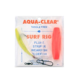 Aqua-Clear, Surf Ball Hi-Lo Rig, Flounder/Fluke/Striped Bass/Weakfish/Bluefish, Size 1 XL Hook, AFW Swivel, 60 lb / 27.2 kg Grand Slam Mono, Red Float YLW Hair, Beads